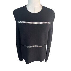 2/$30 ZARA  Black Sheer Medium Stripe Cut Out Knit Sweater Premium Collection